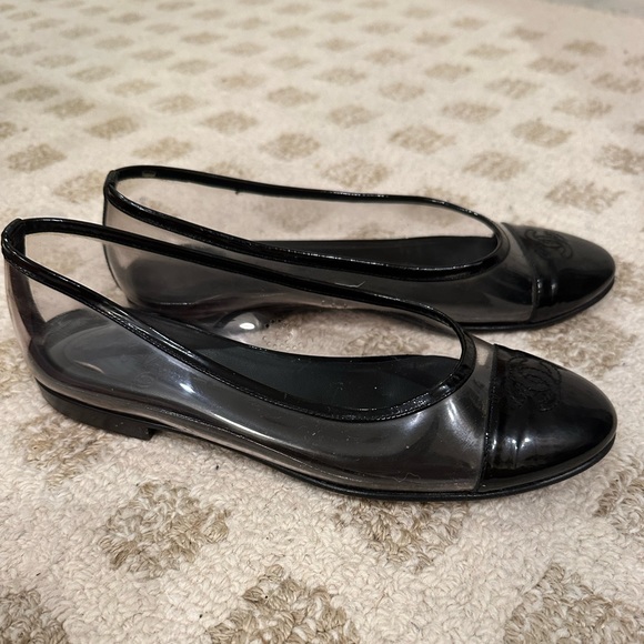 Chanel CC Captoe Classic Ballet Flat PVC Transparent 37 - Picture 14 of 16